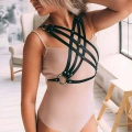 Elbise - Tshirt Üzeri Deri Göğüs Harness - 867