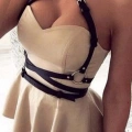 Elbise Üzeri Askılı Seksi Deri Harness - 757