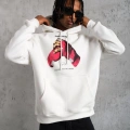 Eldiven Baskılı Kapüşonlu Sweat - Beyaz -
