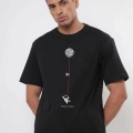 Erkek Baskılı Oversize T-shirt - Siyah