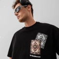 Erkek Baskılı Oversize T-shirt - Siyah
