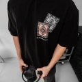 Erkek Baskılı Oversize T-shirt - Siyah