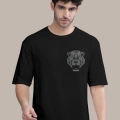 Erkek Baskılı Oversize T-shirt - Siyah