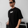 Erkek Baskılı Oversize T-shirt - Siyah