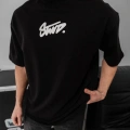 Erkek Baskılı Oversize T-shirt - Siyah