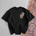 Erkek Baskılı Oversize T-shirt - Siyah