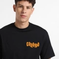 Erkek Baskılı Oversize T-shirt - Siyah