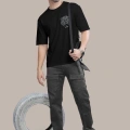Erkek Baskılı Oversize T-shirt - Siyah