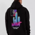 Erkek Baskılı Üç İplik Kapüşonlu Oversize Sweatshirt - Siyah