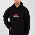 Erkek Baskılı Üç İplik Kapüşonlu Oversize Sweatshirt - Siyah