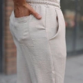 Erkek Beli Lastikli Pera Keten Pantolon