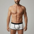 Erkek Beyaz Biyeli File Boxer