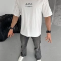 Erkek Bisiklet yaka Baskılı T-Shirt - Beyaz