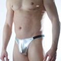 Erkek Gümüş Lame Brazillian Slip