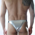 Erkek Gümüş Lame Brazillian Slip