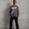 Erkek Güvercin Baskılı Sweatshirt - Gri
