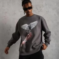 Erkek Güvercin Baskılı Sweatshirt - Gri