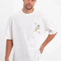 Erkek Melek Baskılı Oversize T-shirt - Beyaz