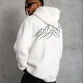 Erkek Nihilist Penguen Özel Tasarım Oversize Kapüşonlu Sweatshirt - Beyaz
