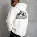 Erkek Nihilist Penguen Temalı Oversize Kapüşonlu Sweatshirt - Beyaz
