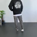 Erkek Sırt Baskılı Kapüşonlu Üç İplik Oversize Sweatshirt - Siyah