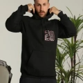 Erkek Sırt Baskılı Oversize Üç İplik Kapüşonlu Sweatshirt - Siyah