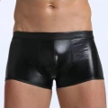 Erkek Siyah Deri Görünümlü Boxer İç Çamaşırı