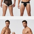 Erkek Siyah Tül Dantelli Slip İç Giyim