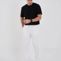 Erkek Üç İplik Basic Eşofman Pantolon - Beyaz