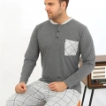 Erkek Uzun Kol Penye Antrasit Pijama Takımı
