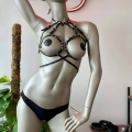 Fantezi Deri Giyim Siyah Harness - 330