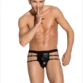Fantezi Erkek Siyah Seksi Metalli Tanga - String