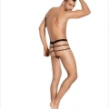 Fantezi Erkek Siyah Seksi Metalli Tanga - String