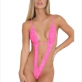 Fantezi Pembe Dantelli Arkası Açık Seksi Gecelik
