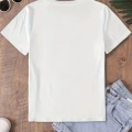 Fiyonk Baskılı Oversize Bisiklet Yaka T-shirt - Beyaz