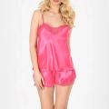 Fuşya Saten Babydoll Şortlu Takım - 279