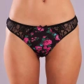 Gardenia Mini Sitring, Kadın Dantelli Çiçek Baskılı Siyah String Külot