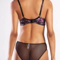 Gardenia Mini Slip, Kadın Dantelli Çiçek Baskılı Siyah Normal Bel Külot