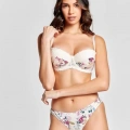 Gitana  Half Push Up Bra,çiçekli Ekru Straplez Konforlu Ve Şık Sütyen