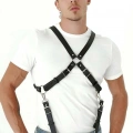 Göğüs Detaylı Arkadan Bağlamalı Erkek  Deri Harness - m84