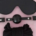 Gözlük Ağız Topu İp Üçlü Deri Harness Set