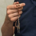 Gümüş Püsküllü Ateş Kehribar Tesbih