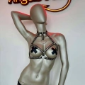 Halka Detaylı Seksi Göğüs Üzeri Lastik Harness