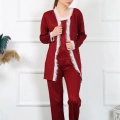 Kadın 3lü Bordo Sabahlık Takım