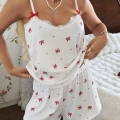 Kadın Askılı Şortlu Pijama Takımı Ekru Özel Tasarım