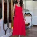 Kadın Askılı Yuvarlak Yakalı Viskon Elbise