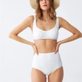 Kadın Basic Beyaz Pedli Yüksek Bel Bikini Takımı