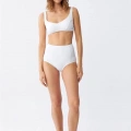 Kadın Basic Beyaz Pedli Yüksek Bel Bikini Takımı