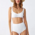 Kadın Basic Beyaz Pedli Yüksek Bel Bikini Takımı