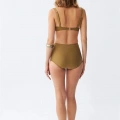 Kadın Basic Hardal Pedli Yüksek Bel Bikini Takımı